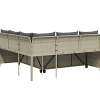 Gartensofa in L-Form mit Tisch und Kissen Hellgrau Poly Rattan