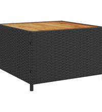 Gartensofa in L-Form mit Tisch und Kissen Schwarz Poly Rattan