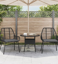 Gartenstühle 2 Stk. mit Kissen Schwarz Poly Rattan