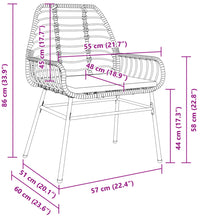 Gartenstühle 2 Stk. mit Kissen Schwarz Poly Rattan