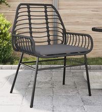 Gartenstühle 2 Stk. mit Kissen Schwarz Poly Rattan