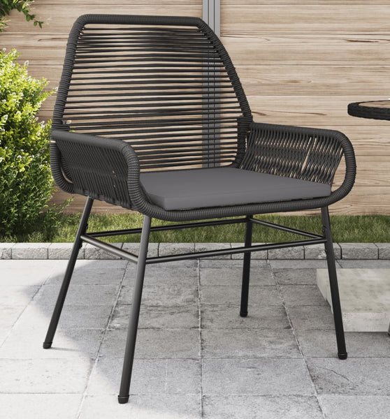 Gartenstühle 2 Stk. mit Kissen Schwarz Poly Rattan