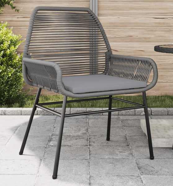 Gartenstühle 2 Stk. mit Kissen Grau Poly Rattan