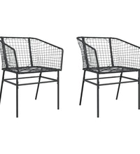 Gartenstühle 2 Stk. Schwarz Poly Rattan