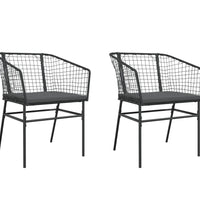 Gartenstühle 2 Stk. mit Kissen Schwarz Poly Rattan