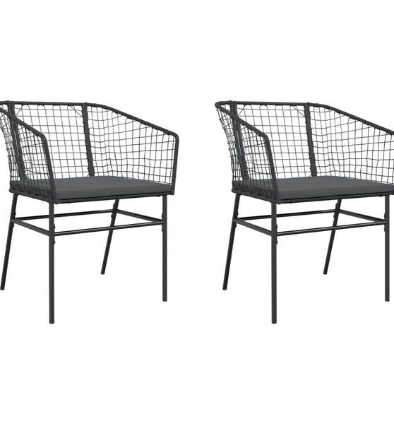 Gartenstühle 2 Stk. mit Kissen Schwarz Poly Rattan