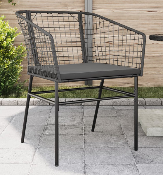 Gartenstühle 2 Stk. mit Kissen Schwarz Poly Rattan