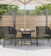 Gartenstühle 2 Stk. mit Kissen Schwarz Poly Rattan