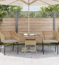 Gartenstühle 2 Stk. mit Kissen Braun Poly Rattan