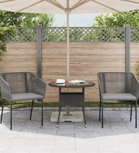 Gartenstühle 2 Stk. mit Kissen Grau Poly Rattan