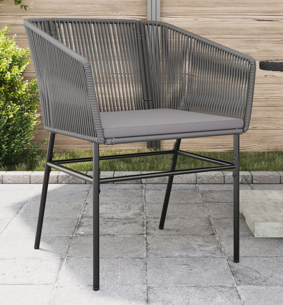 Gartenstühle 2 Stk. mit Kissen Grau Poly Rattan