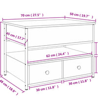 Couchtisch Braun Eichen-Optik 70x50x50 cm Holzwerkstoff Metall