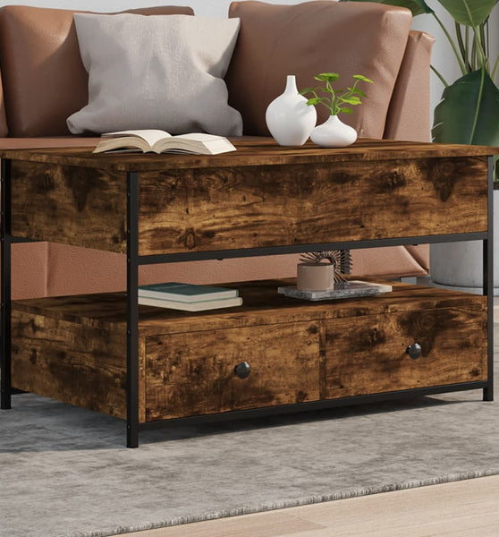 Couchtisch Räuchereiche 85x50x50 cm Holzwerkstoff und Metall