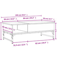 Couchtisch Sonoma-Eiche 100x50x35 cm Holzwerkstoff und Metall