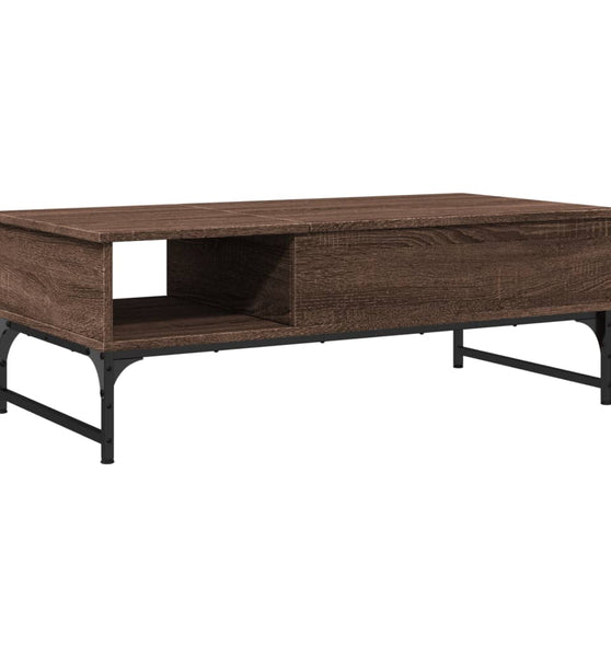 Couchtisch Braun Eichen-Optik 100x50x35 cm Holzwerkstoff Metall