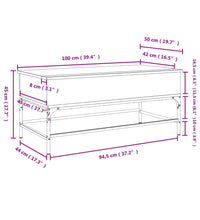 Couchtisch Sonoma-Eiche 100x50x45 cm Holzwerkstoff und Metall