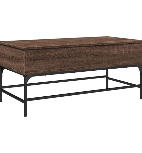 Couchtisch Braun Eichen-Optik 100x50x45 cm Holzwerkstoff Metall