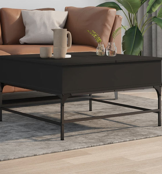 Couchtisch Schwarz 80x80x45 cm Holzwerkstoff und Metall