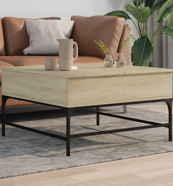 Couchtisch Sonoma-Eiche 80x80x45 cm Holzwerkstoff und Metall