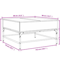 Couchtisch Braun Eichen-Optik 80x80x45 cm Holzwerkstoff Metall