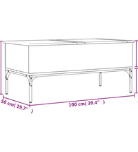 Couchtisch Grau Sonoma 100x50x45 cm Holzwerkstoff und Metall