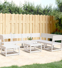 7-tlg. Garten-Lounge-Set Weiß Massivholz Kiefer