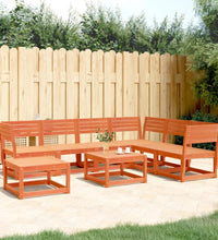 7-tlg. Garten-Lounge-Set Wachsbraun Massivholz Kiefer