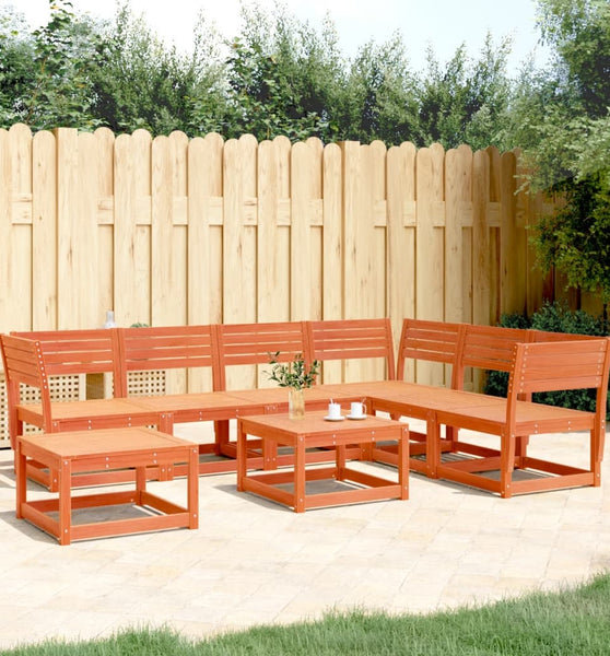 7-tlg. Garten-Lounge-Set Wachsbraun Massivholz Kiefer