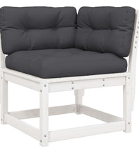 7-tlg. Garten-Lounge-Set mit Kissen Weiß Massivholz Kiefer