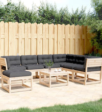 7-tlg. Garten-Lounge-Set mit Kissen Massivholz Kiefer