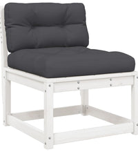 7-tlg. Garten-Lounge-Set mit Kissen Weiß Massivholz Kiefer