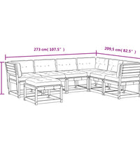 7-tlg. Garten-Lounge-Set mit Kissen Weiß Massivholz Kiefer