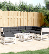 7-tlg. Garten-Lounge-Set mit Kissen Weiß Massivholz Kiefer