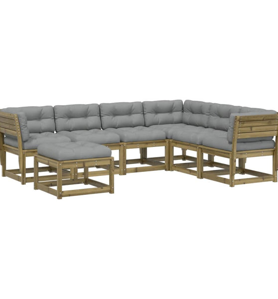 7-tlg. Garten-Lounge-Set mit Kissen Imprägniertes Kiefernholz