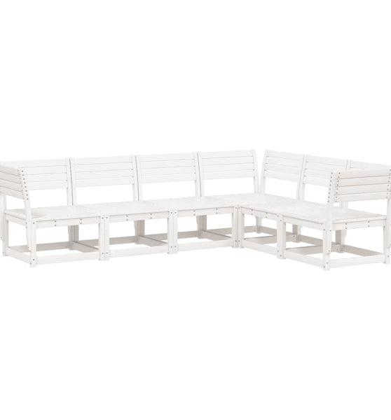 6-tlg. Garten-Sofagarnitur Weiß Massivholz Kiefer