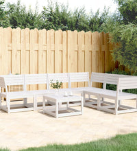 6-tlg. Garten-Sofagarnitur Weiß Massivholz Kiefer