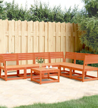 6-tlg. Garten-Sofagarnitur Wachsbraun Massivholz Kiefer
