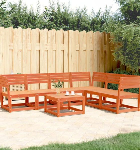 6-tlg. Garten-Sofagarnitur Wachsbraun Massivholz Kiefer