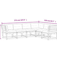 6-tlg. Garten-Sofagarnitur mit Kissen Wachsbraun Kiefernholz