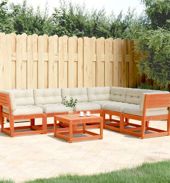 6-tlg. Garten-Sofagarnitur mit Kissen Wachsbraun Kiefernholz
