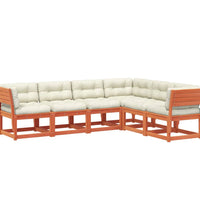 6-tlg. Garten-Sofagarnitur mit Kissen Wachsbraun Kiefernholz