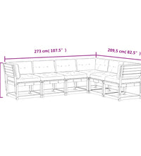 6-tlg. Garten-Sofagarnitur mit Kissen Wachsbraun Kiefernholz