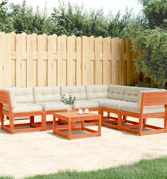 6-tlg. Garten-Sofagarnitur mit Kissen Wachsbraun Kiefernholz