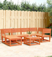 6-tlg. Garten-Sofagarnitur Wachsbraun Massivholz Kiefer