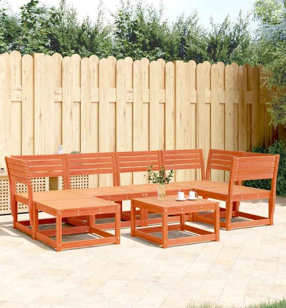 6-tlg. Garten-Sofagarnitur Wachsbraun Massivholz Kiefer