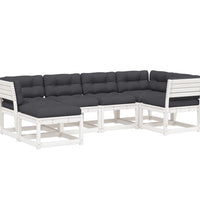 6-tlg. Garten-Sofagarnitur mit Kissen Weiß Massivholz Kiefer