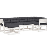 6-tlg. Garten-Sofagarnitur mit Kissen Weiß Massivholz Kiefer