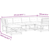 6-tlg. Garten-Sofagarnitur mit Kissen Weiß Massivholz Kiefer