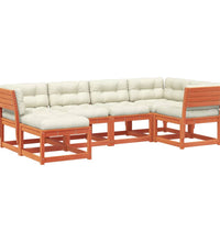 6-tlg. Garten-Sofagarnitur mit Kissen Wachsbraun Kiefernholz