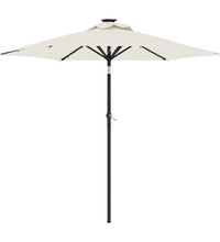 Sonnenschirm mit LED und Stahlmast Weiß 225x225x212 cm